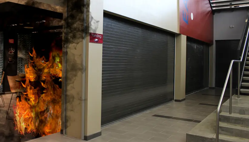 Clopay rolling fire door for commercial fire-rated openings