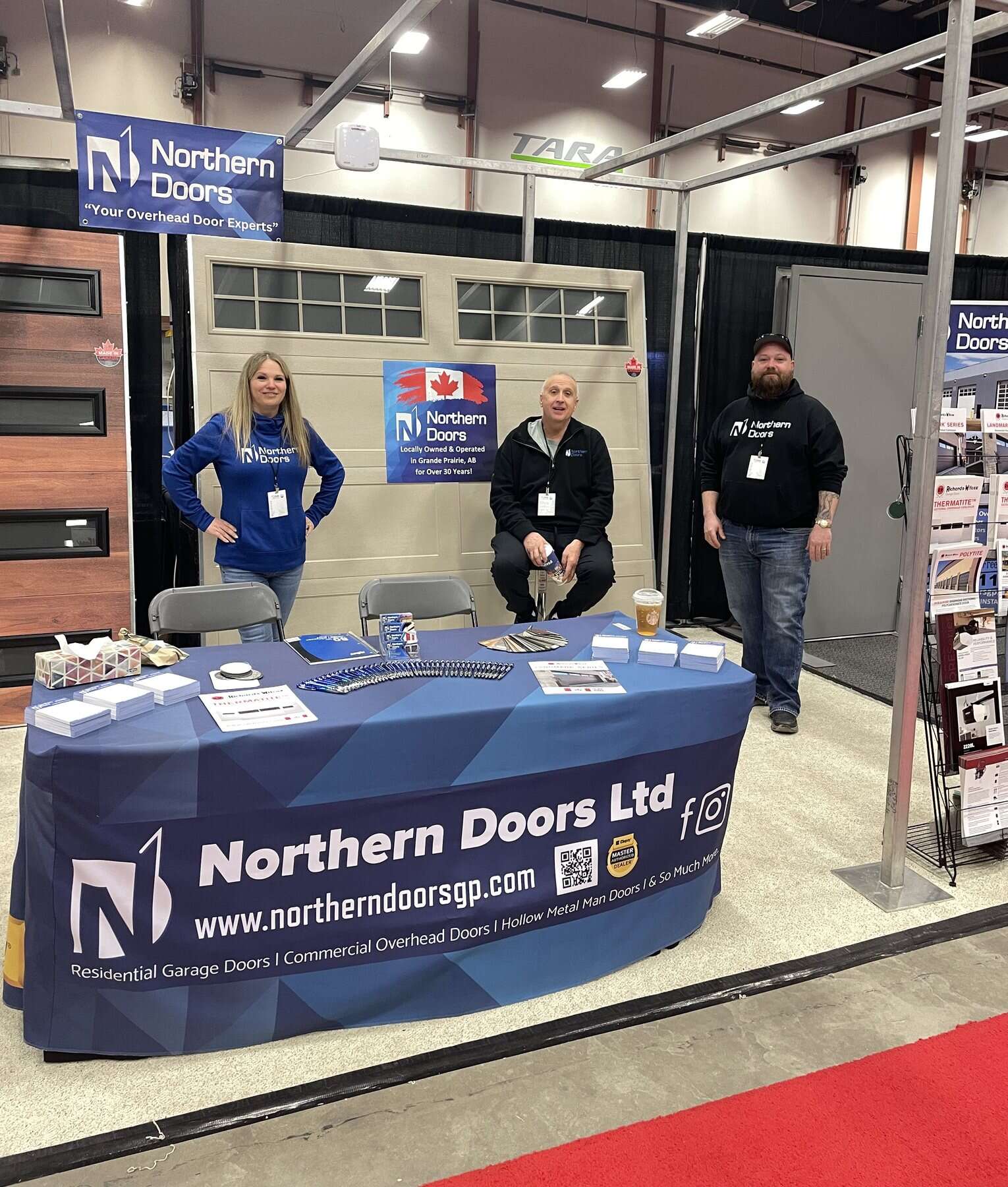 Northern Doors team at their booth at the 2026 Grande Prairie Spring Home & Garden Show